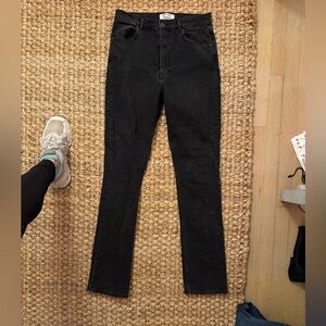 Reformation black jeans with zippers on back